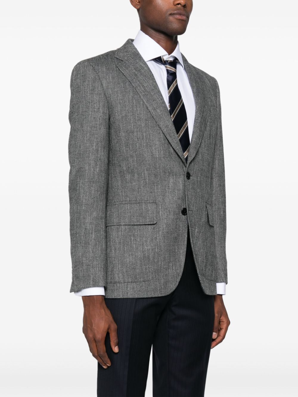 Shop Fursac Herringbone Blazer In Grey