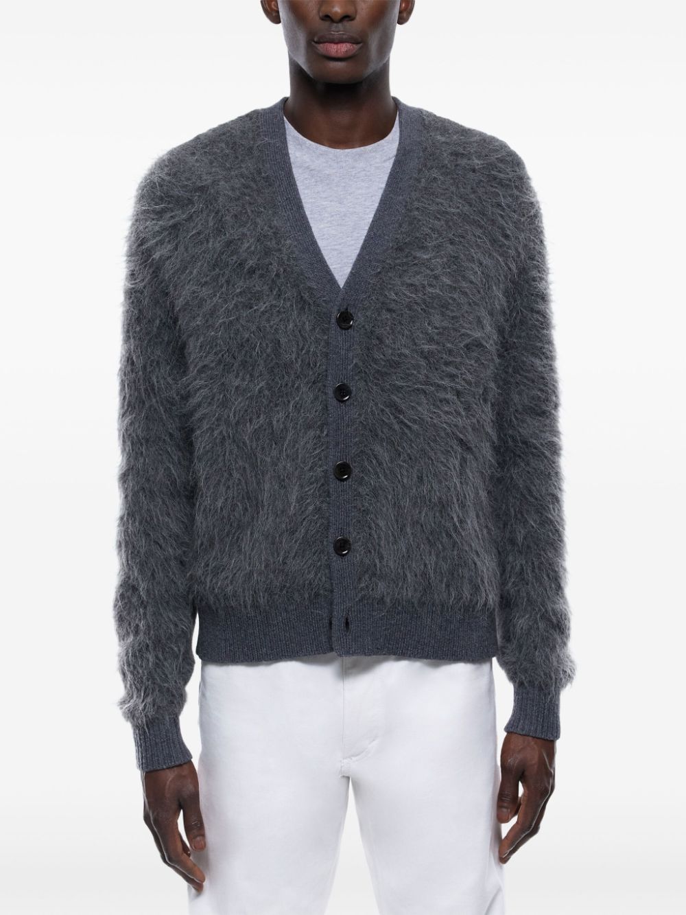 FURSAC brushed V-neck cardigan - Grey