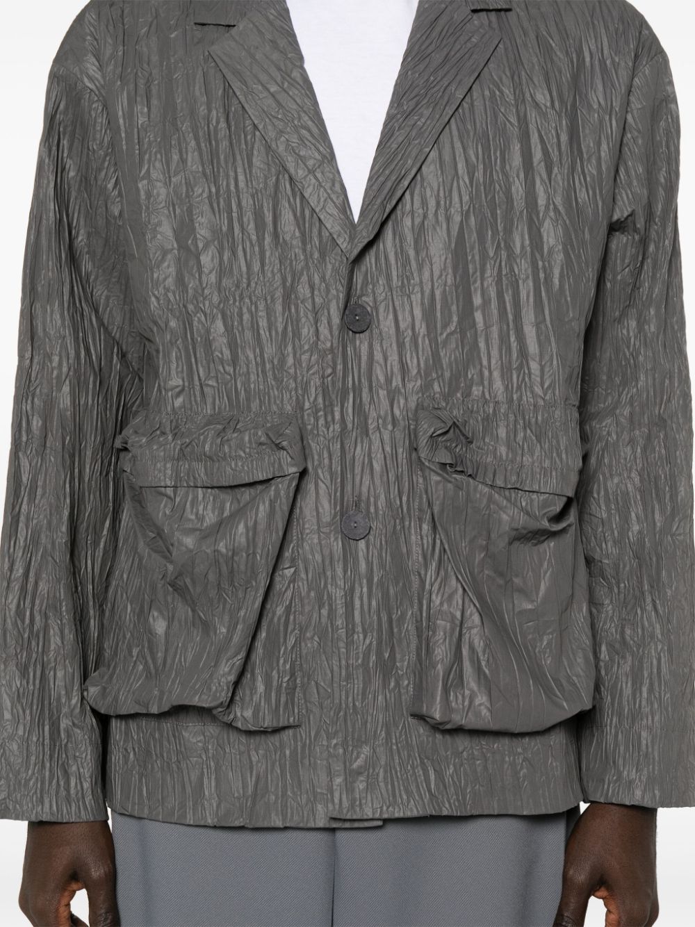 Shop Satta Crinkle Single-breasted Blazer In Grey