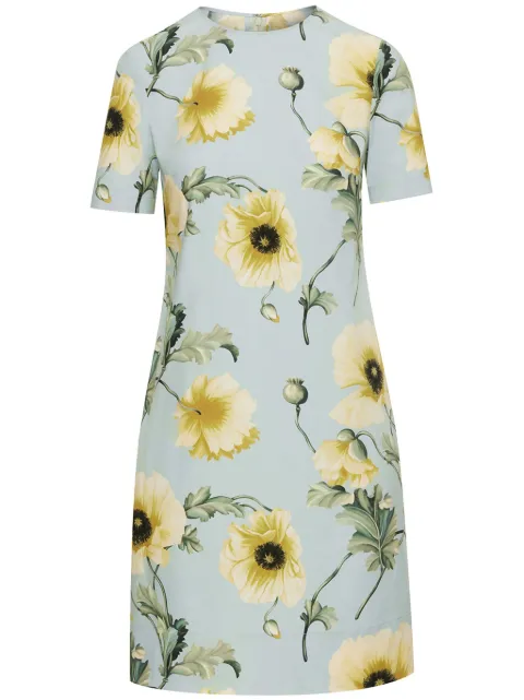 Oscar de la Renta Poppy-print poplin minidress