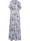 Oscar de la Renta poppy-print silk chiffon kaftan dress - Blue