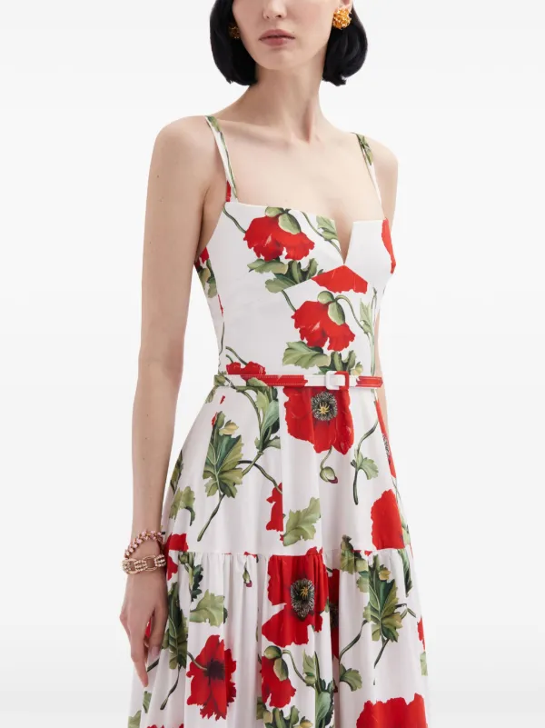 Oscar De La Renta Robe Longue a Imprime Coquelicot Farfetch