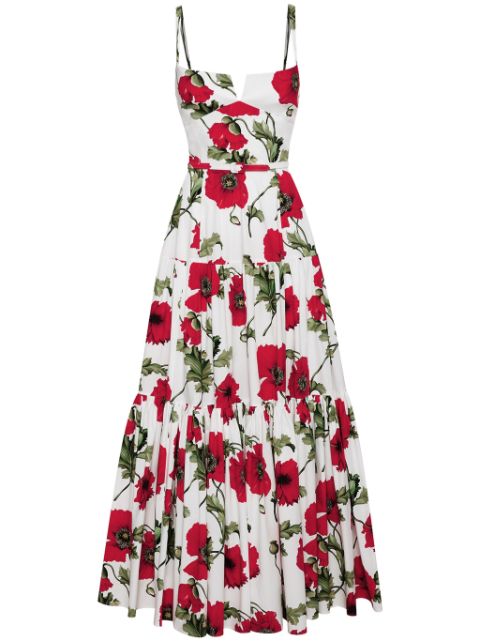 Oscar de la Renta poppy-print cotton maxi dress