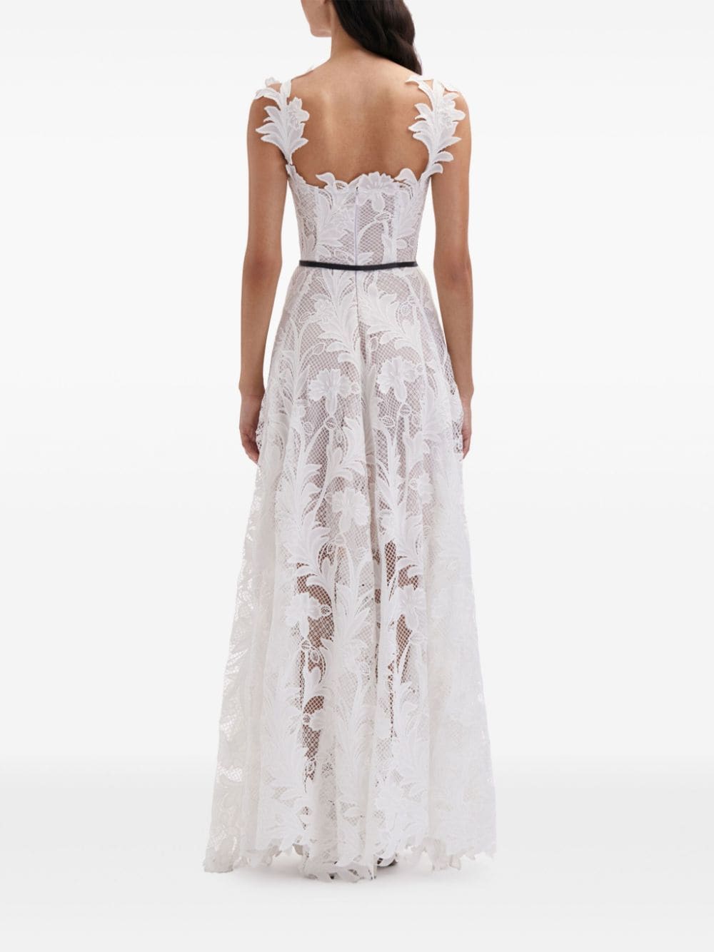 Shop Oscar De La Renta Guipure Lace Sleeveless Gown In White