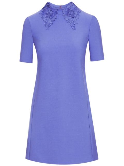 Oscar de la Renta floral guipure-collar minidress