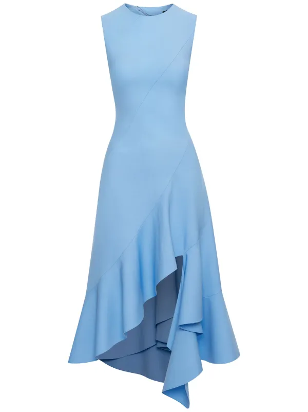 Oscar De La Renta asymmetric hem Midi Dress Blue FARFETCH UK
