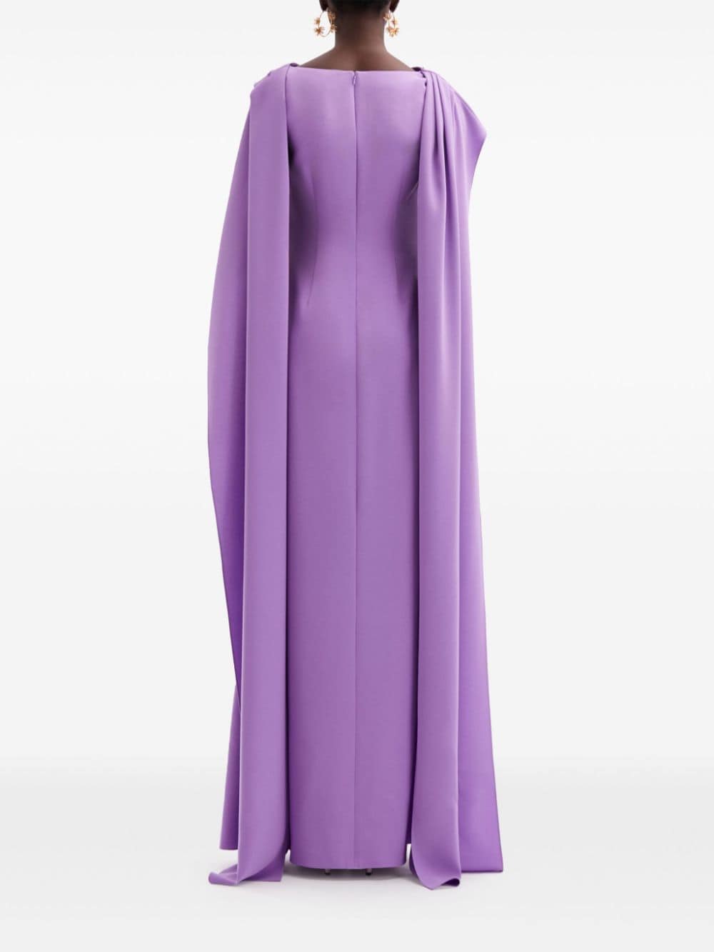 Shop Oscar De La Renta Draped Cape Gown In Purple