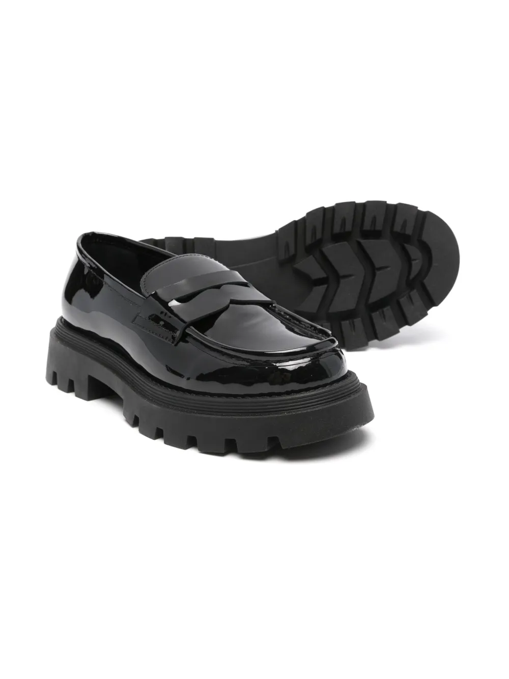 Shop Gallucci Patent Leather Loafers In Black