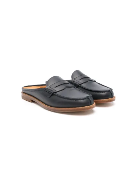 Gallucci Kids penny-slot leather slippers