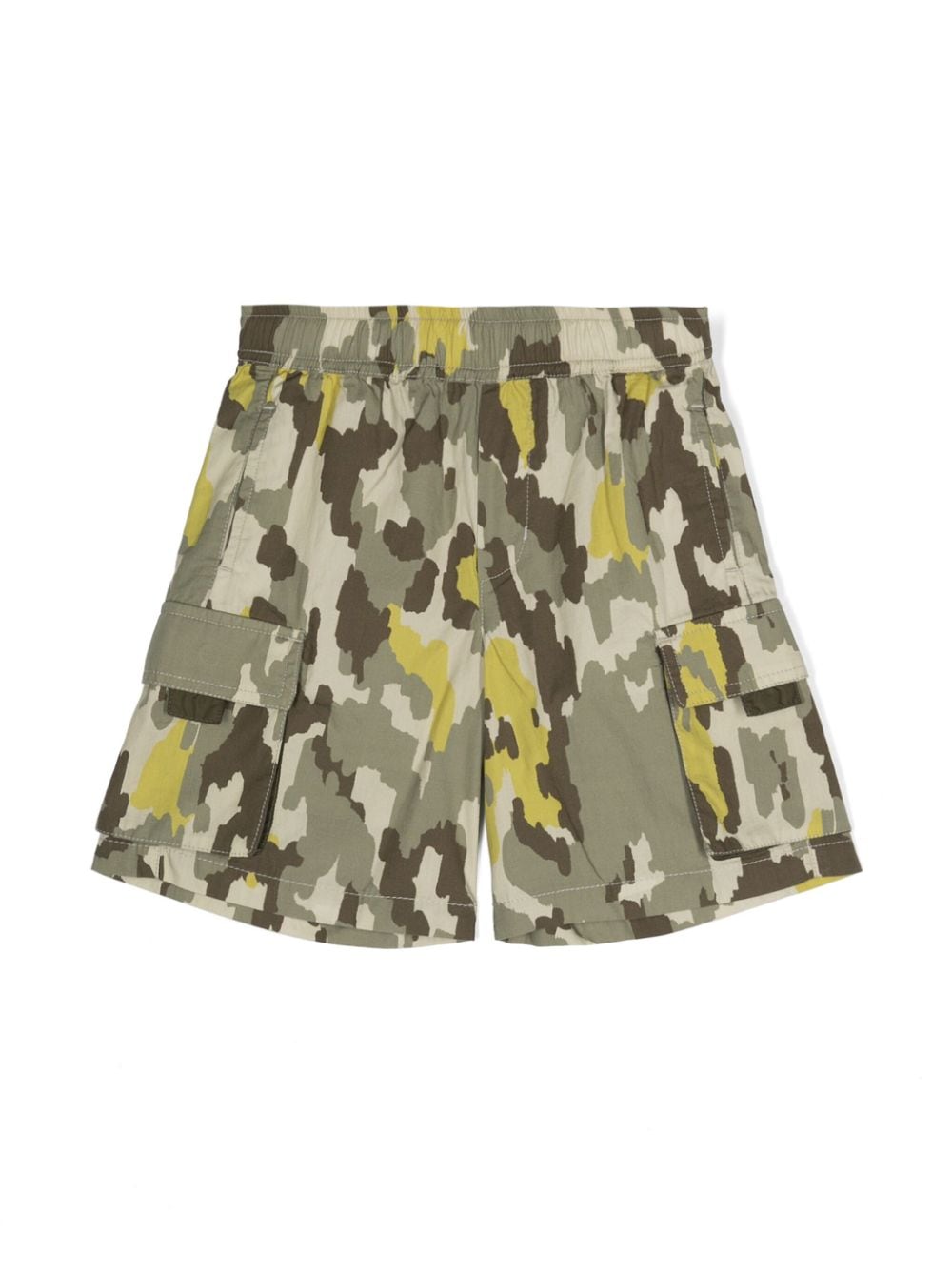 Aspesi Kids' Camouflage-print Cargo Shorts In Gray