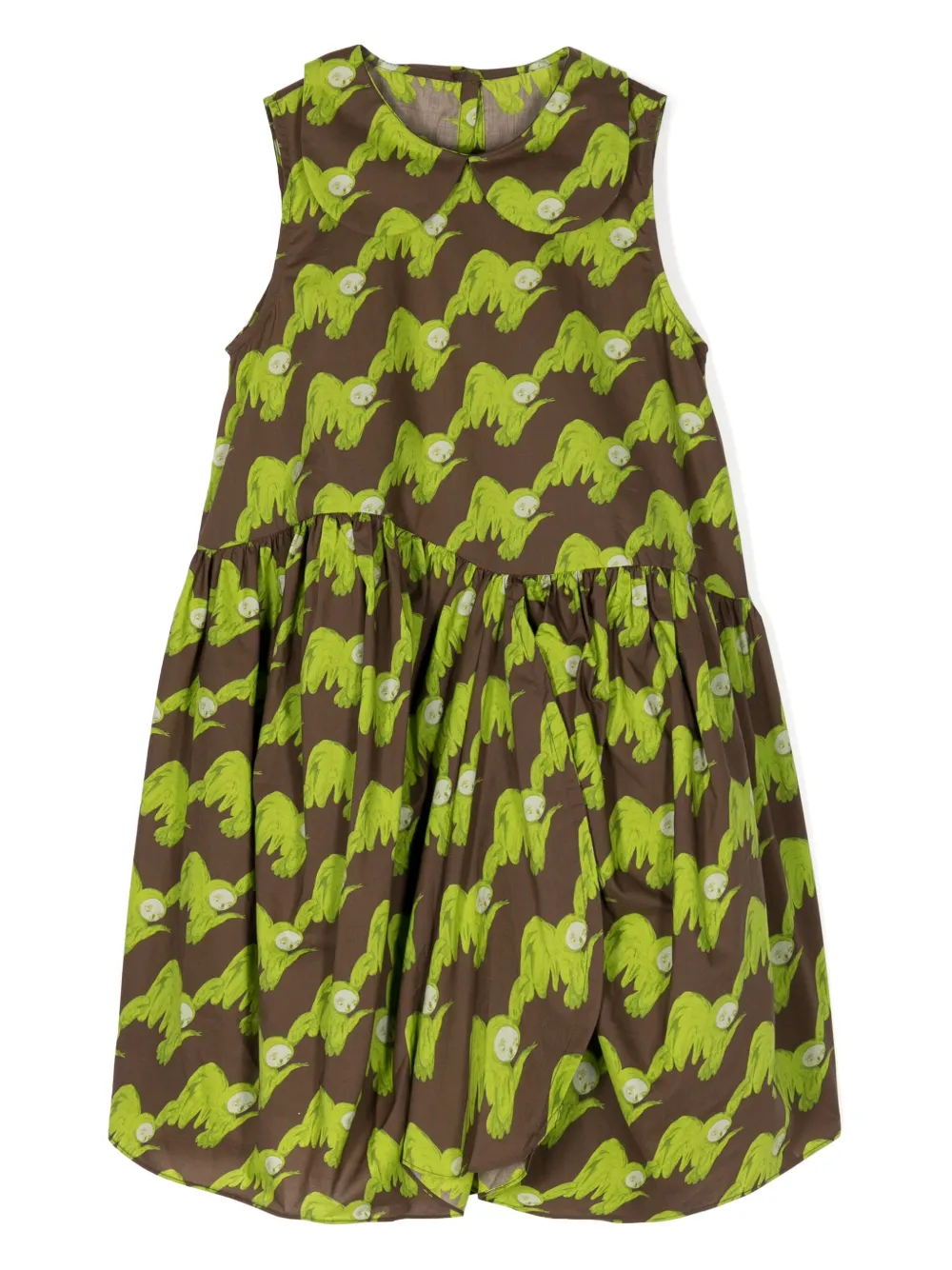 Jnby By Jnby Kids' Sloth-print Cotton Dress In Green