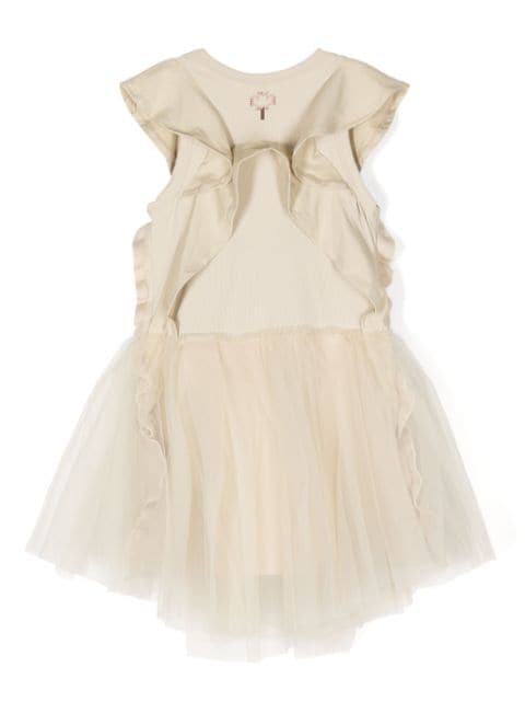 ruffled tulle-panel dress