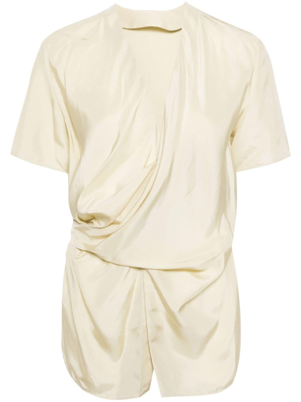 Jnby Wrap Silk Satin Top In Neutral