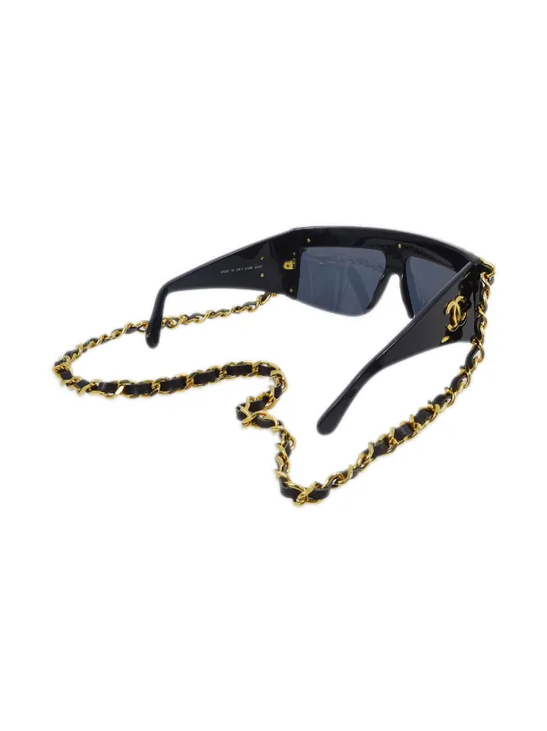 CHANEL Pre-Owned 1980-1990s チェーンストラップ スクエアサングラス 