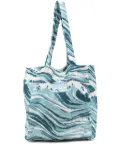 Maison Kitsuné abstract-pattern print linen bag - Blue