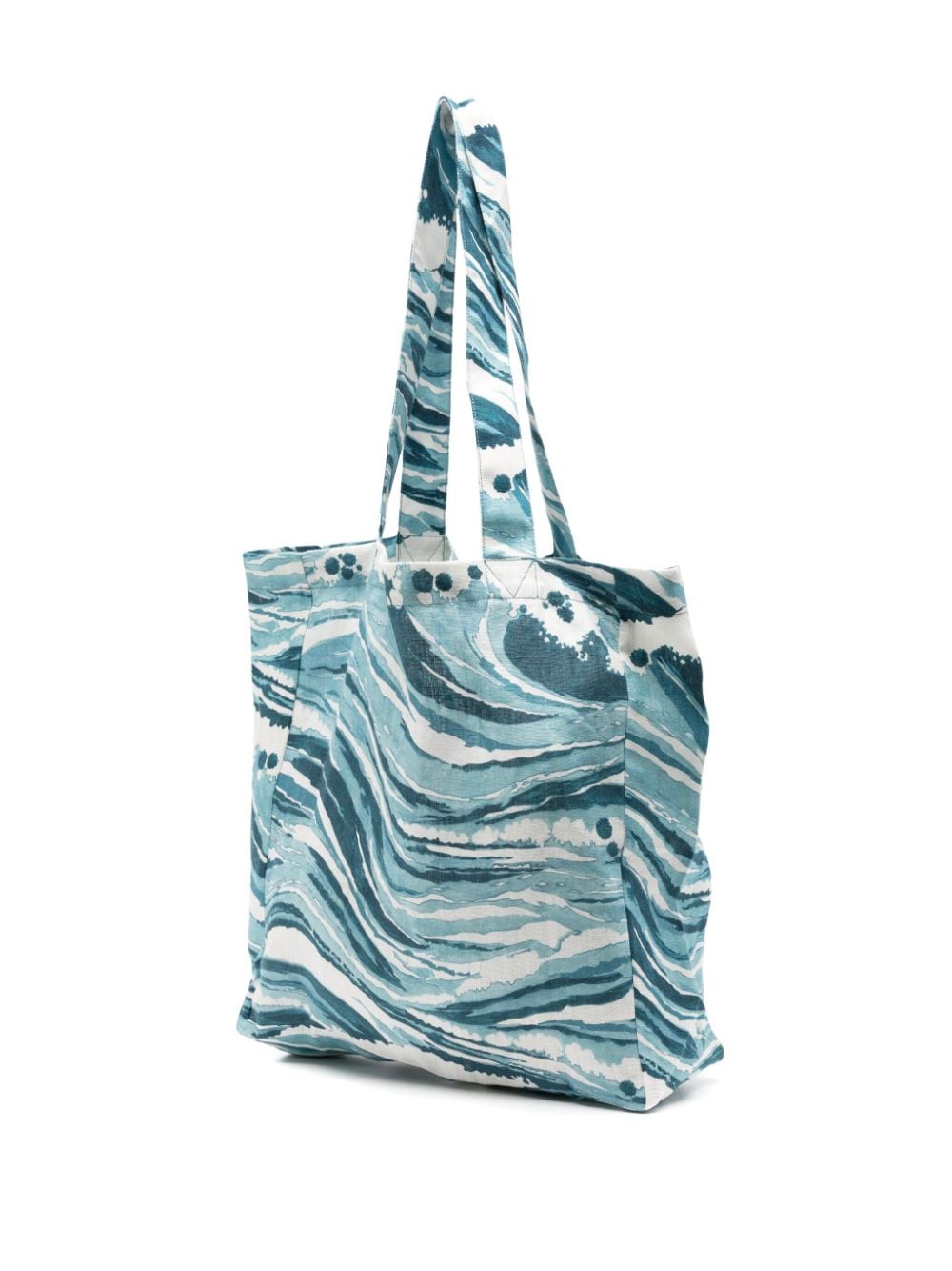 Maison Kitsuné abstract-pattern print linen bag - Blauw