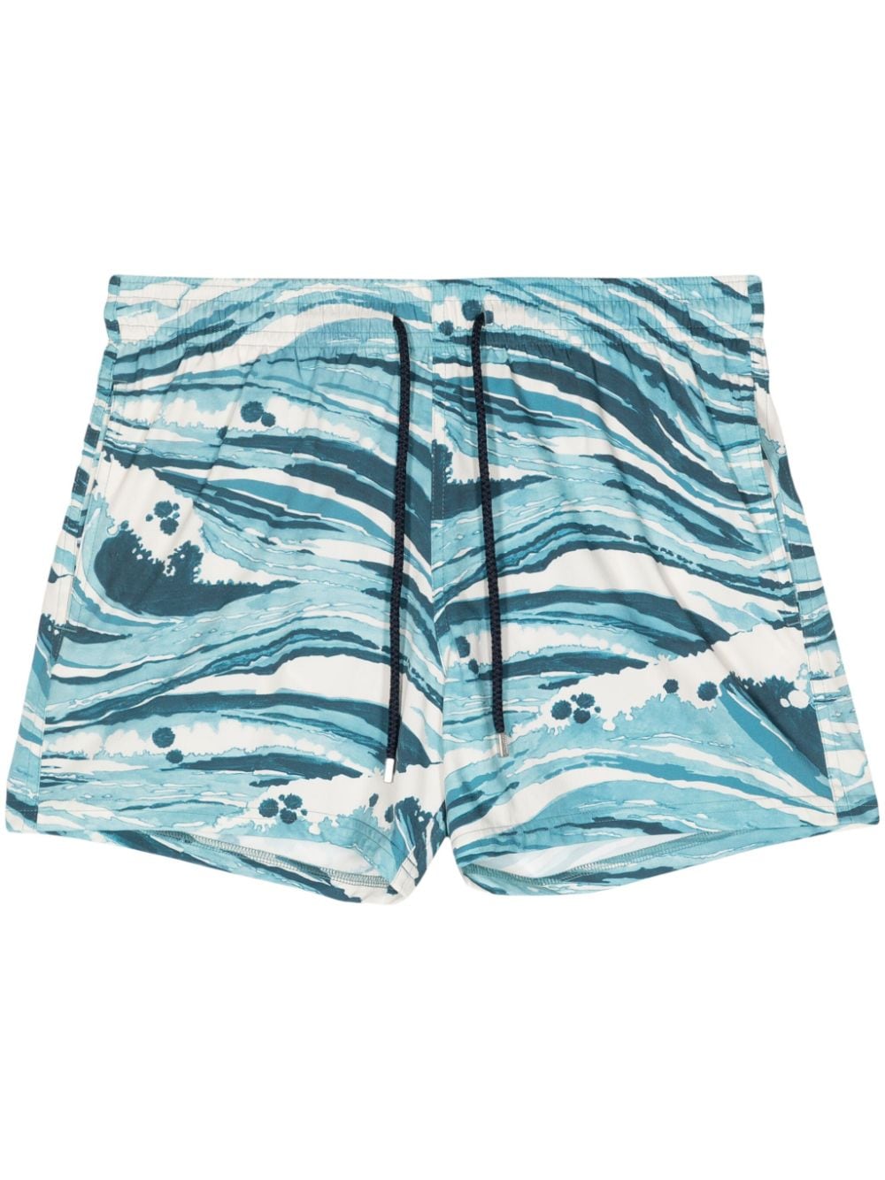 Shop Maison Kitsuné Wave-print Deck Shorts In Blue