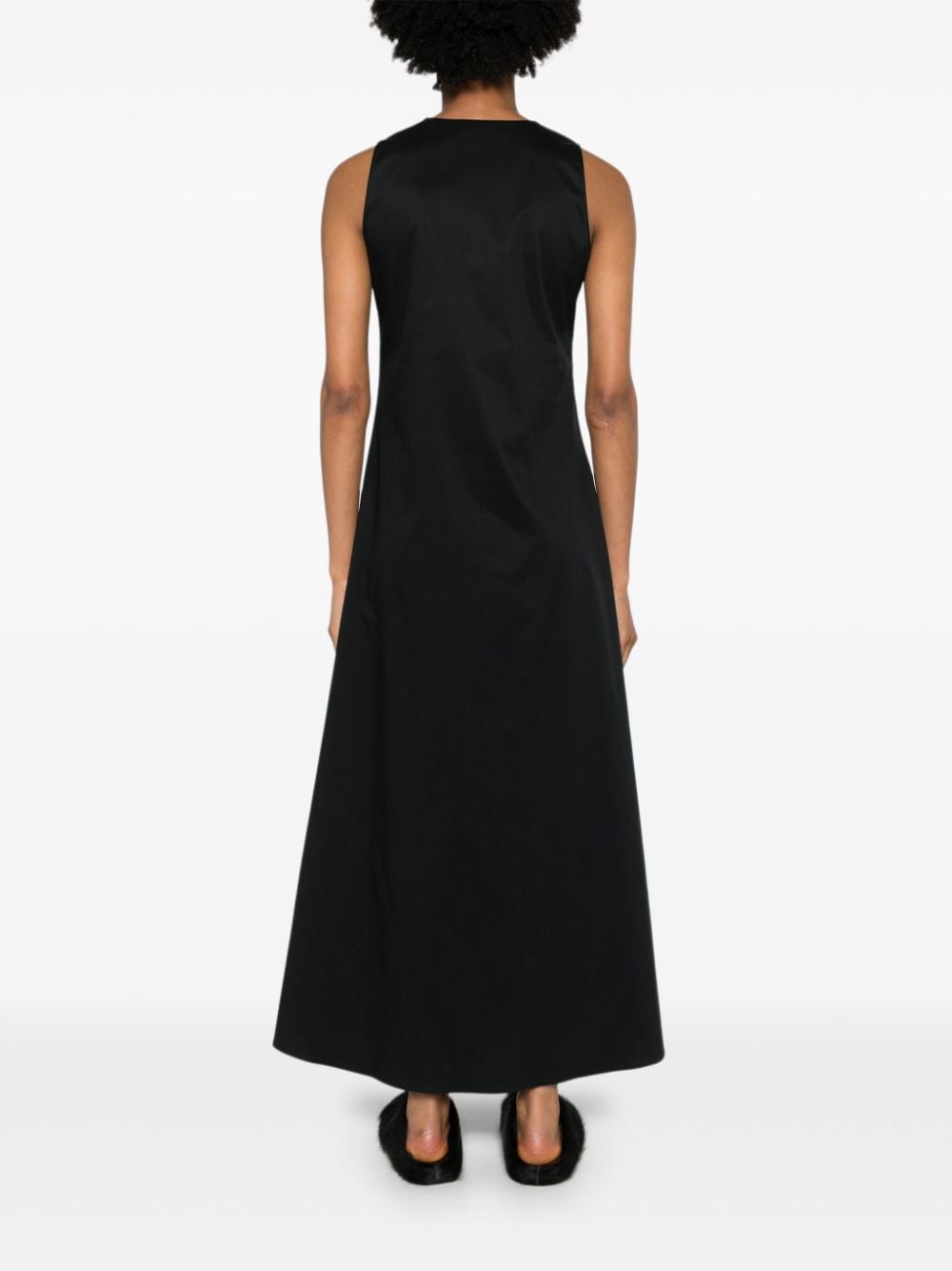 Shop Drhope Pleat-detailing Maxi Dress In Black
