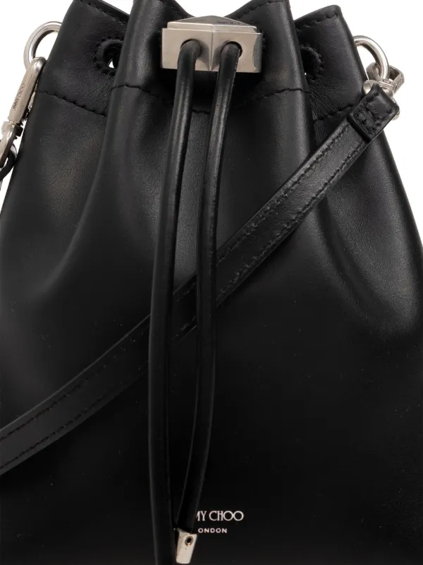 Jimmy Choo Mini Cinch Leather Bucket Bag | Black | FARFETCH