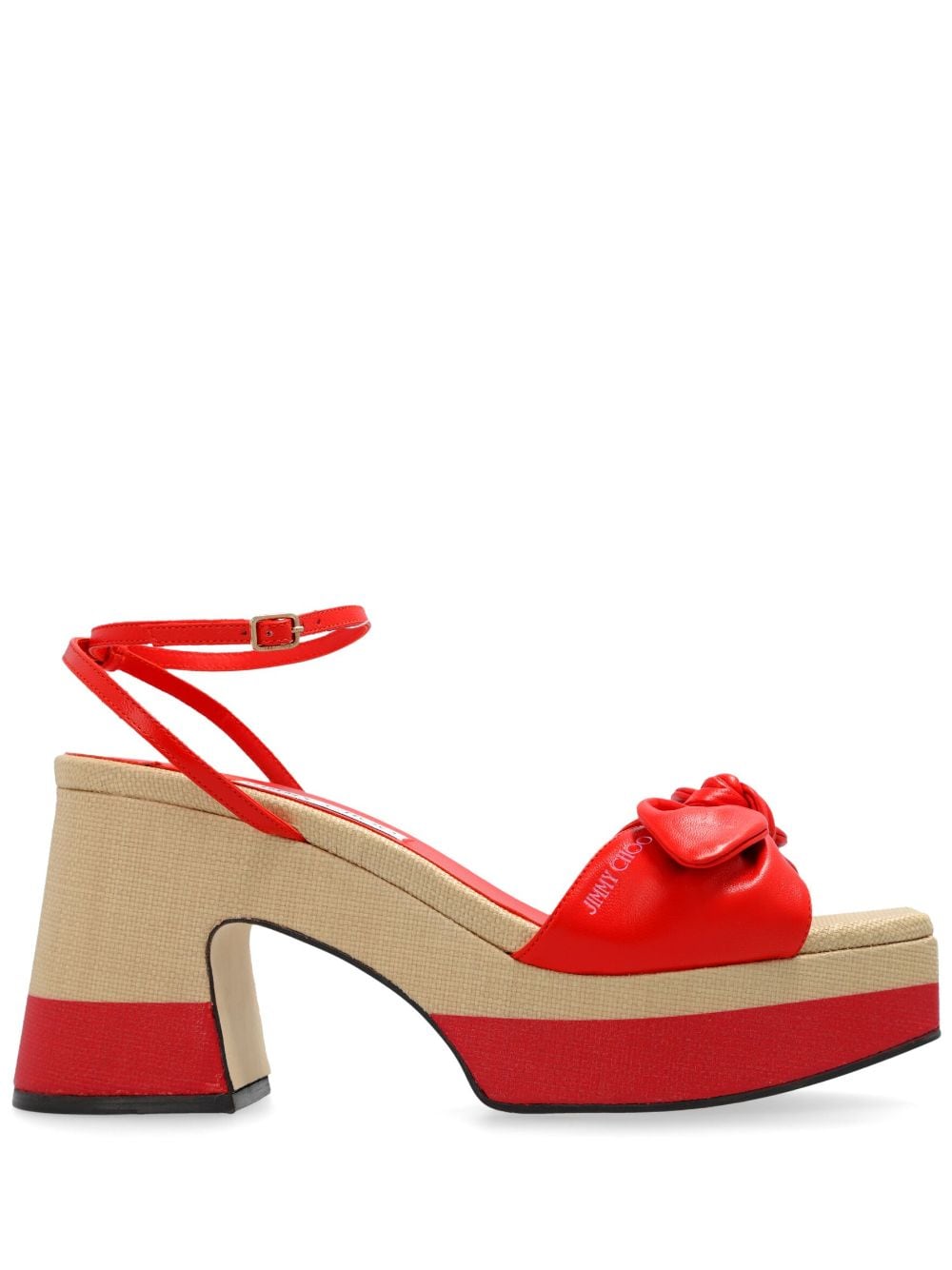 Jimmy Choo Ricia Knotted Bow Platform Sandals In Paprika/natural