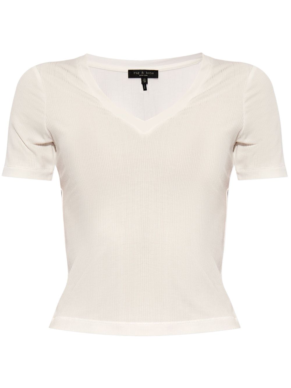 Rag & Bone V-neck Ribbed T-shirt In White