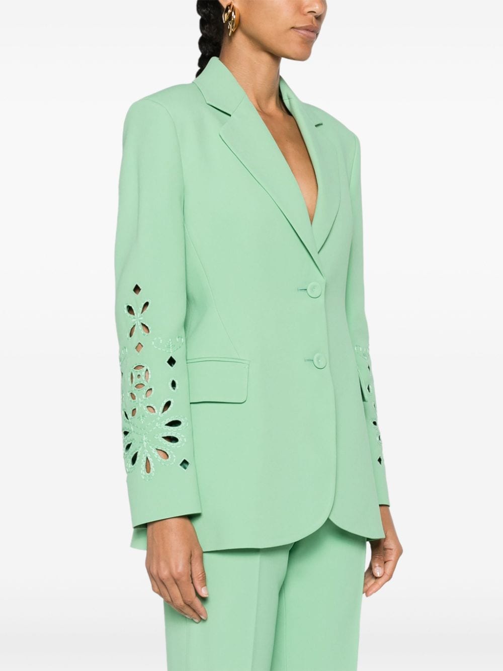 Shop Ermanno Scervino Cut-out Single-breasted Blazer In Green