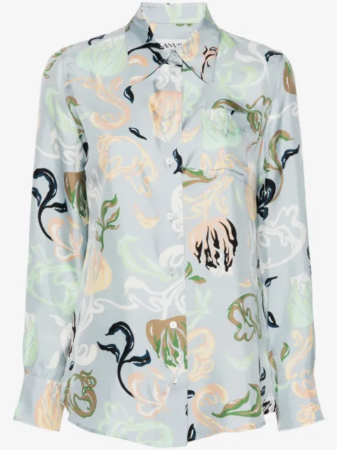 Lanvin camisa de seda con estampado gráfico