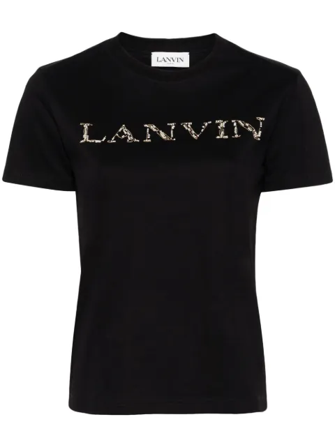 Lanvin playera con logo bordado y mostacillas