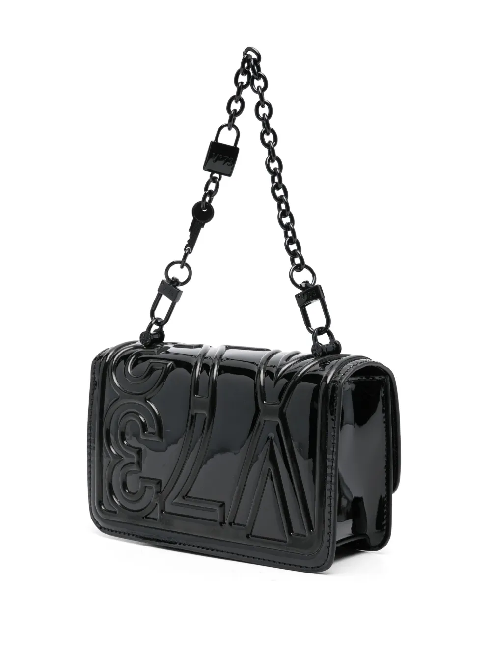 Shop V73 Fox High-shine Cross Body Bag In Black