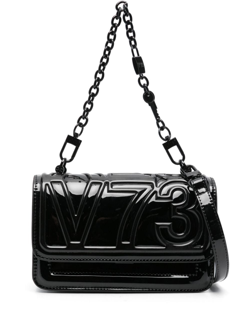 V73 Fox High-shine Cross Body Bag In Black