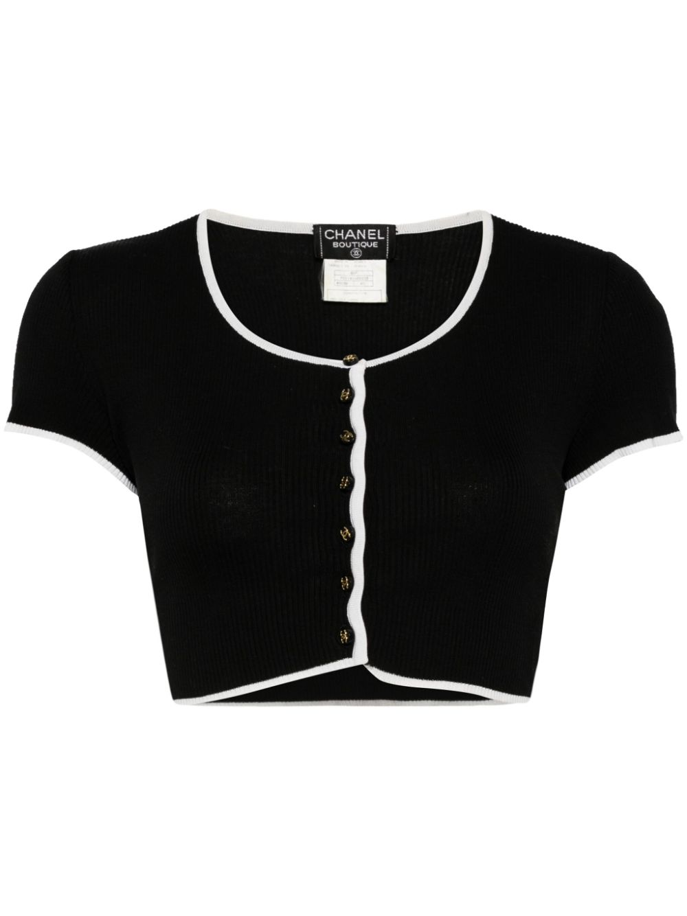 Pre-owned Chanel 1995 Cc Cropped T-shirt In Black