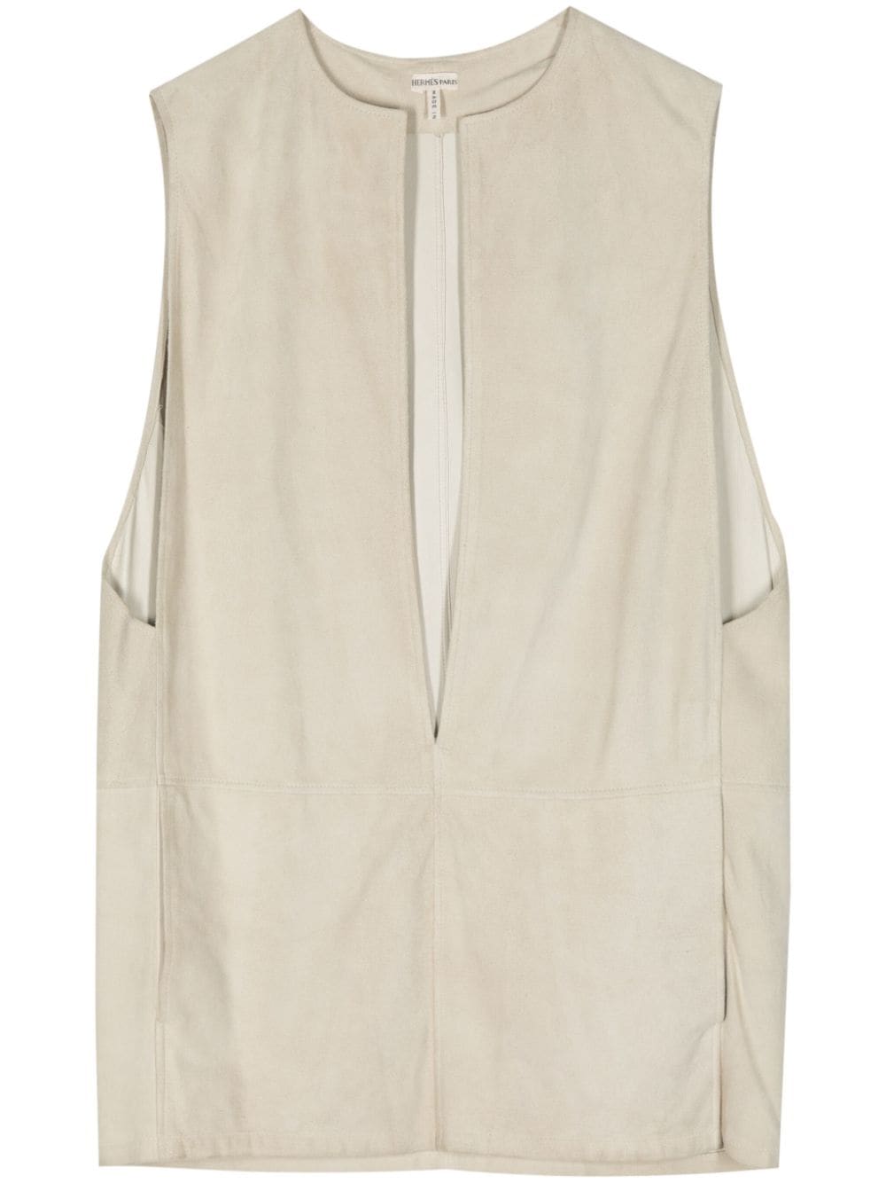 Pre-owned Hermes 1990-2000s Sleeveless Suede Vest In Neutrals