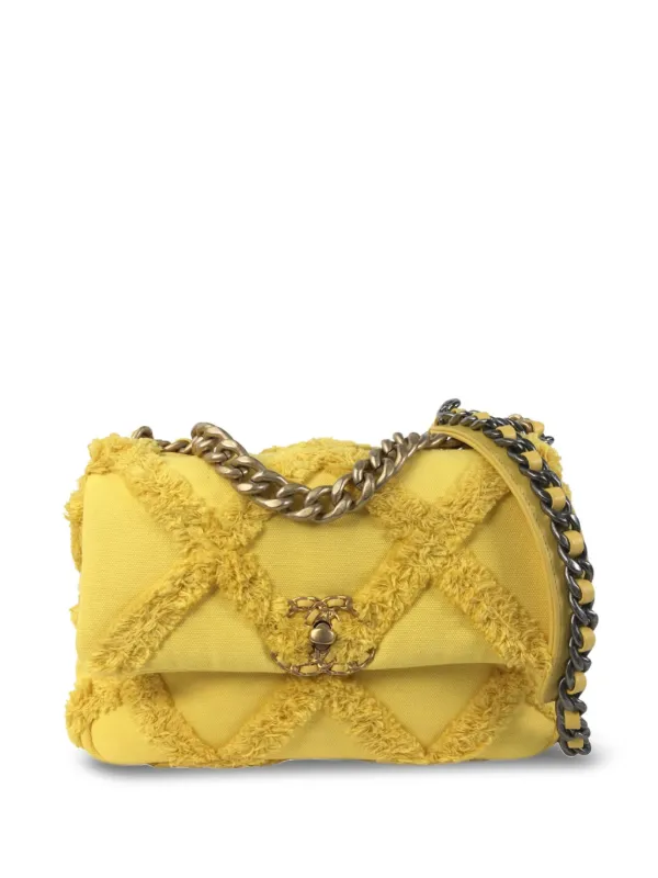 CHANEL Pre Owned 2020 Medium 19 Canvas Flap Satchel Yellow FARFETCH IE