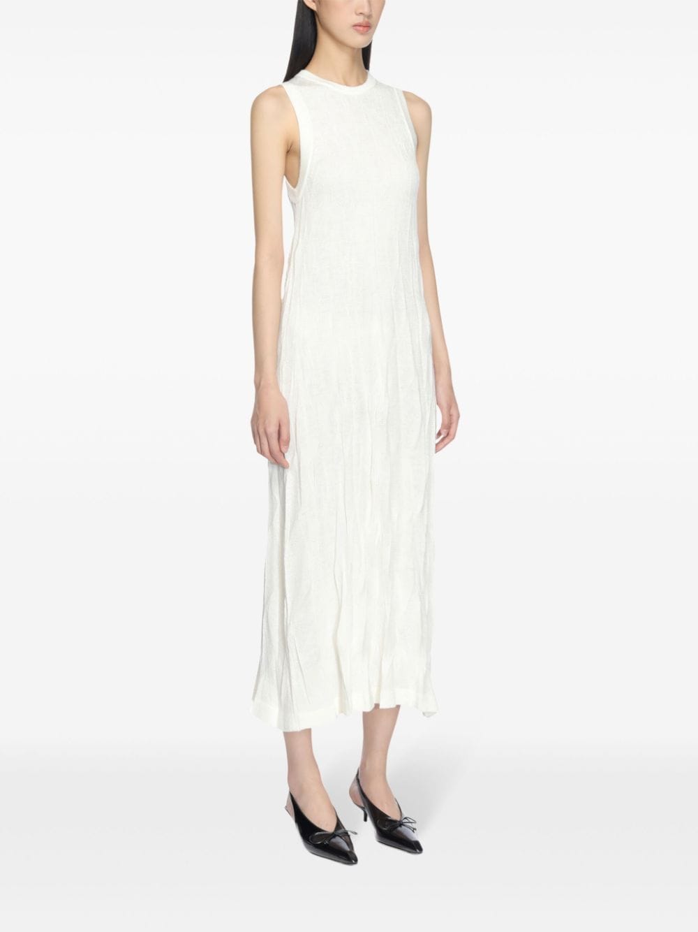 Helmut Lang Midi-jurk met gekreukt effect Beige