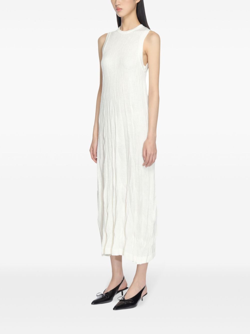 Helmut Lang Midi-jurk met gekreukt effect Beige
