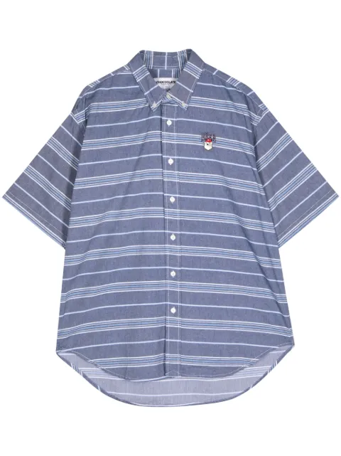 CHOCOOLATE bear-appliquéd striped shirt
