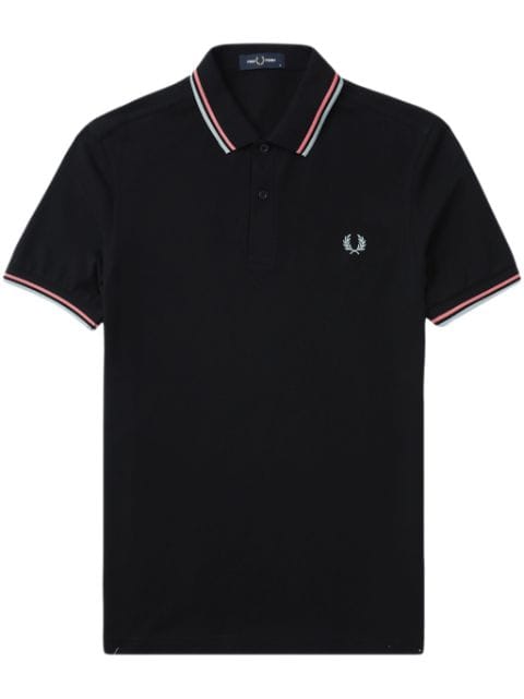 stripe-detail cotton polo shirt