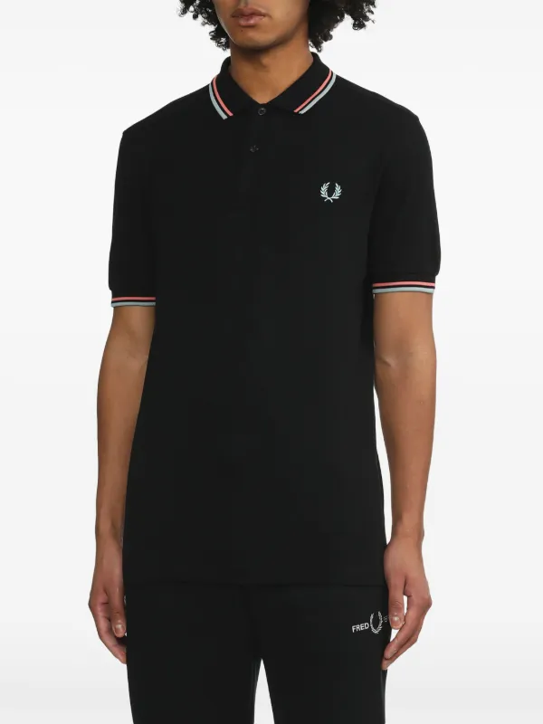 Fred Perry ストライプディテール ポロシャツ | ブラック
