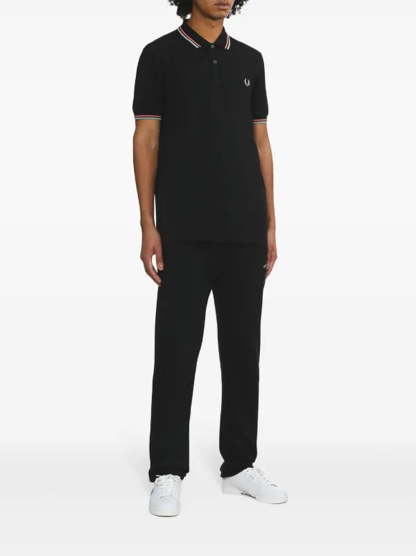 Fred Perry ストライプディテール ポロシャツ | ブラック