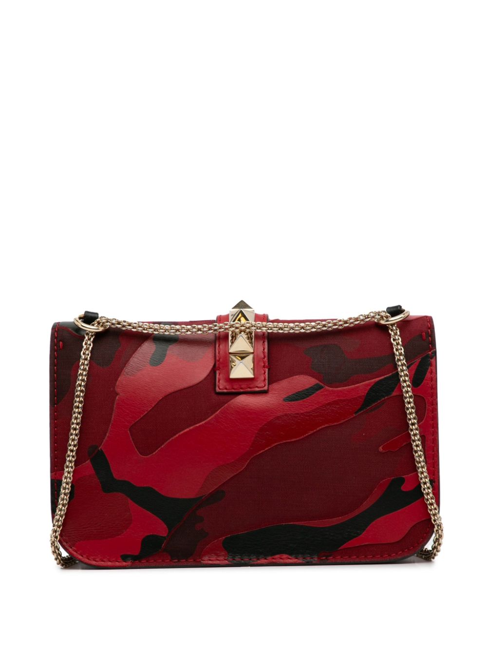 Pre-owned Valentino Garavani 21th Century Medium Camo Glam Lock Crossbody Bag In Red