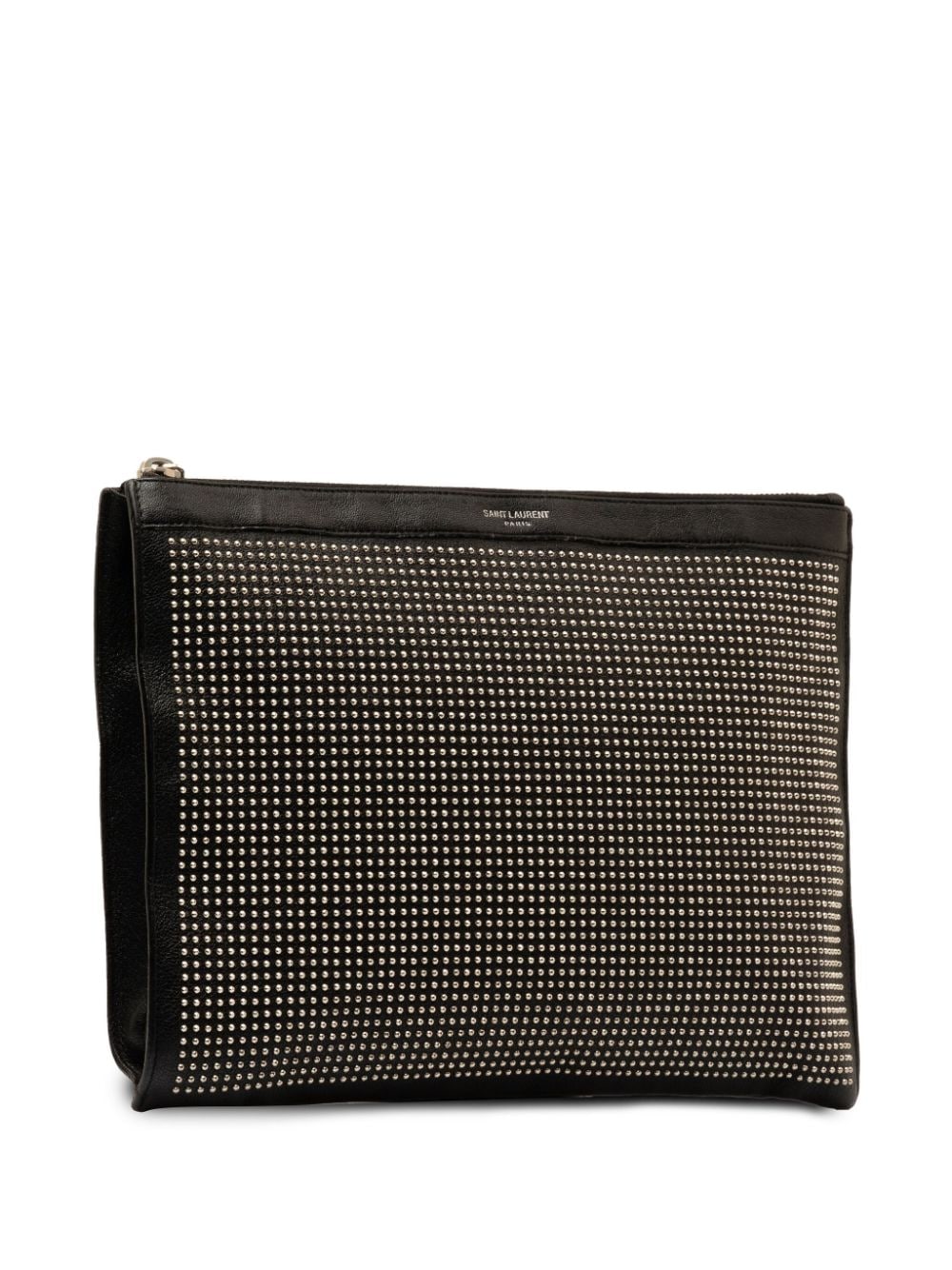 Pre-owned Saint Laurent 2018 Studded Leather Clutch Bag In 黑色