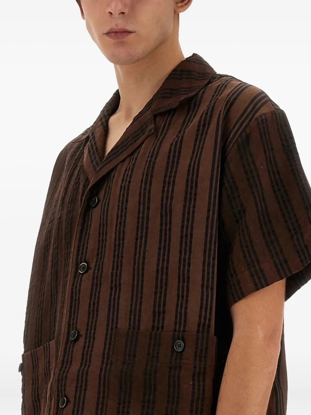 Uma Wang Gestreept overhemd Bruin