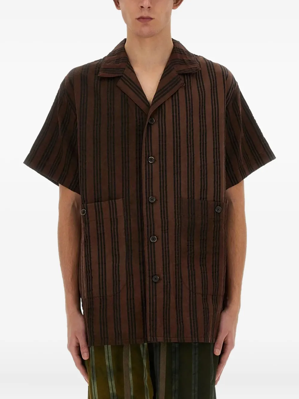Uma Wang striped buttoned shirt | Brown | Image 1