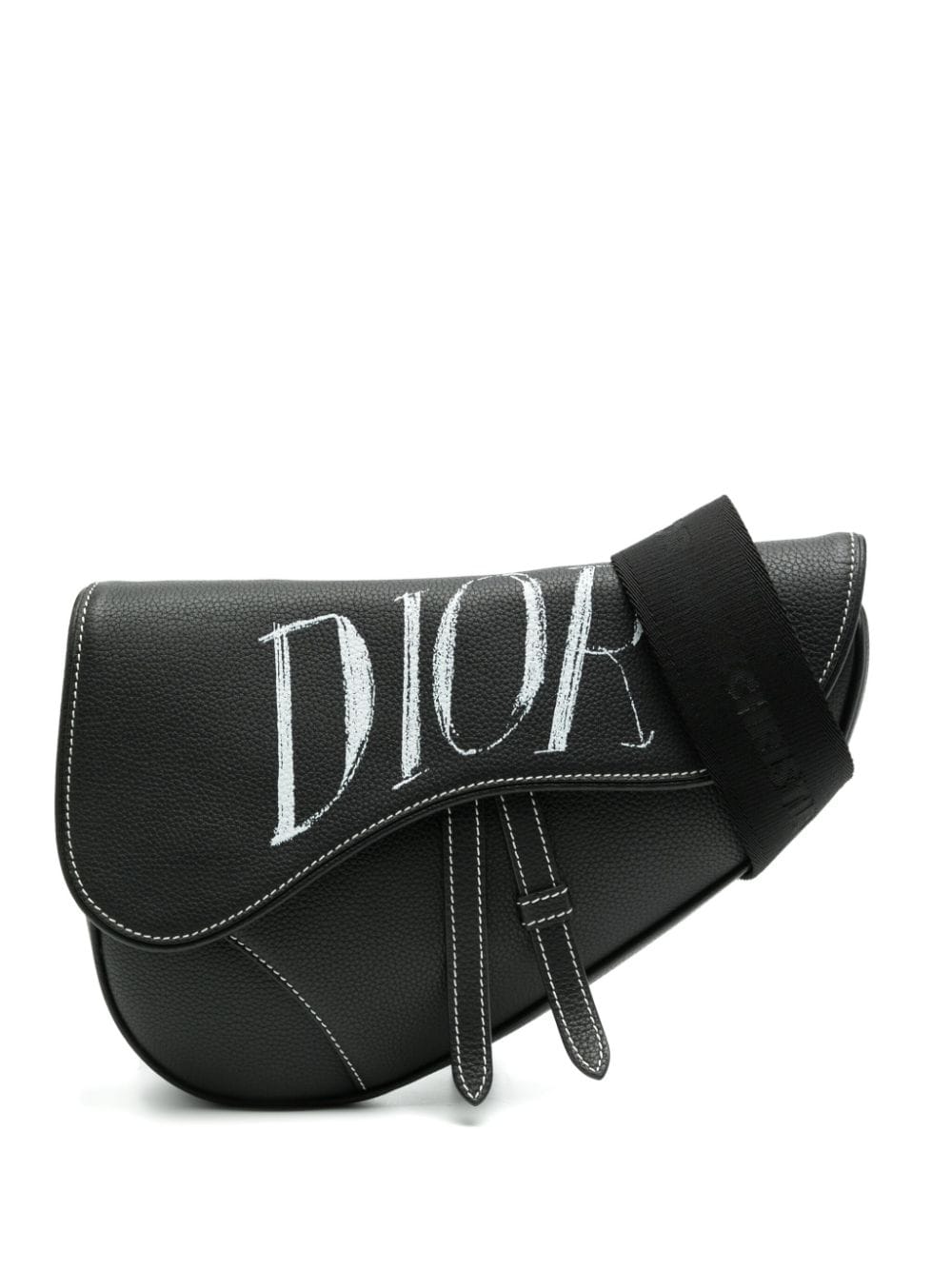 Pre-owned Dior X Alex Foxton 2020 Saddle Shoulder Bag In Black