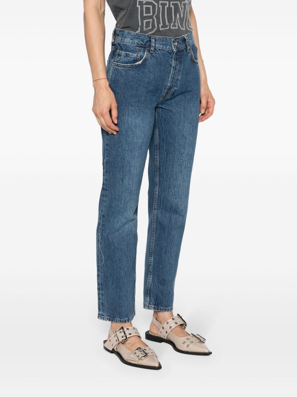 ANINE BING logo-patch Boyfriend Jeans | Blue | FARFETCH UK