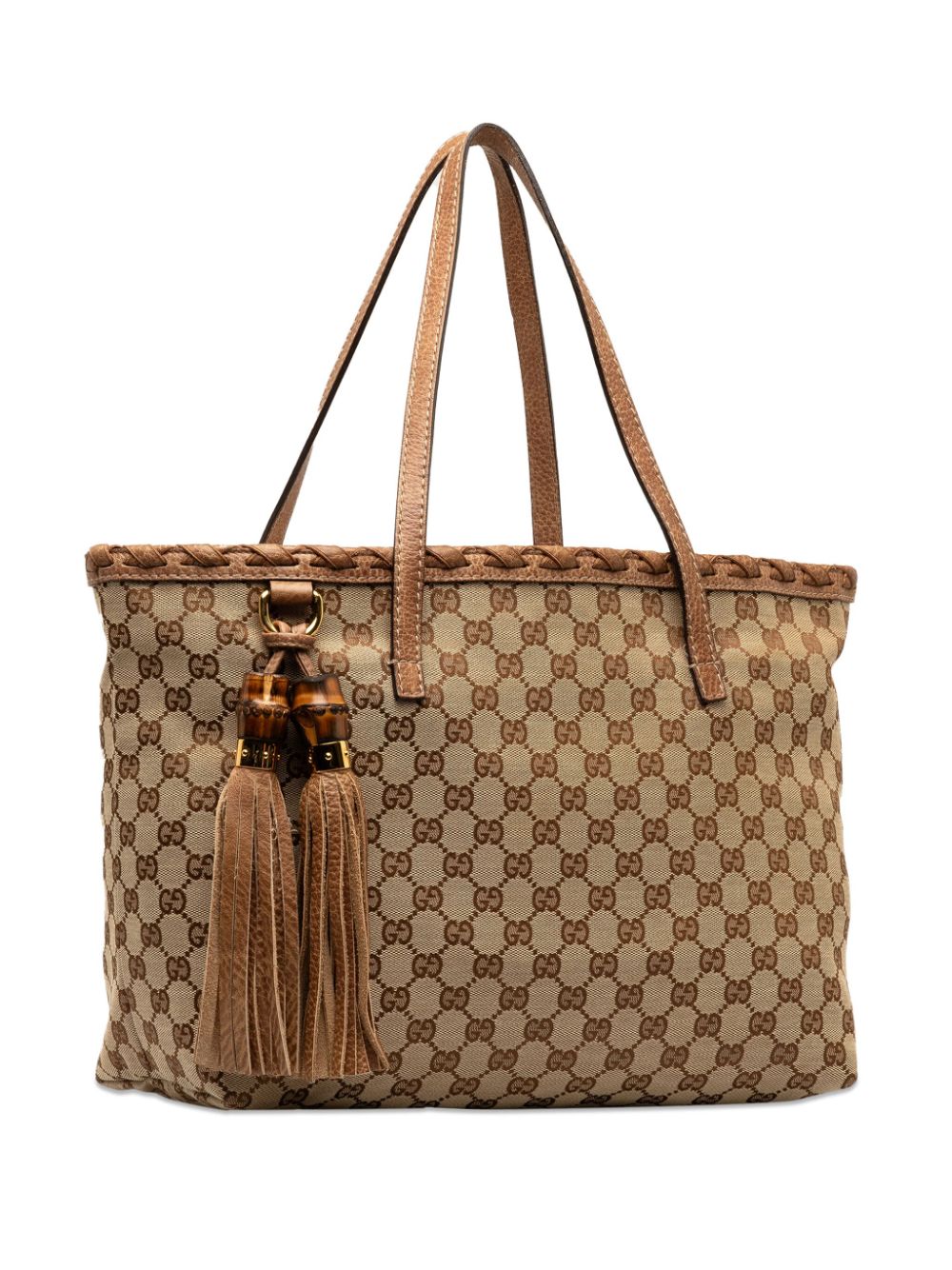 Pre-owned Gucci 2000-2015 Medium Bamboo Tassel Tote Bag In Brown