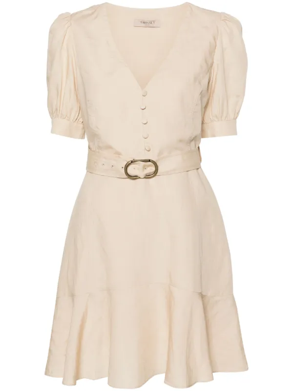 TWINSET puff-sleeves Flared Midi Dress | Neutrals | FARFETCH TWINSET puff-sleeves Flared Midi Dress | Neutrals | FARFETCH