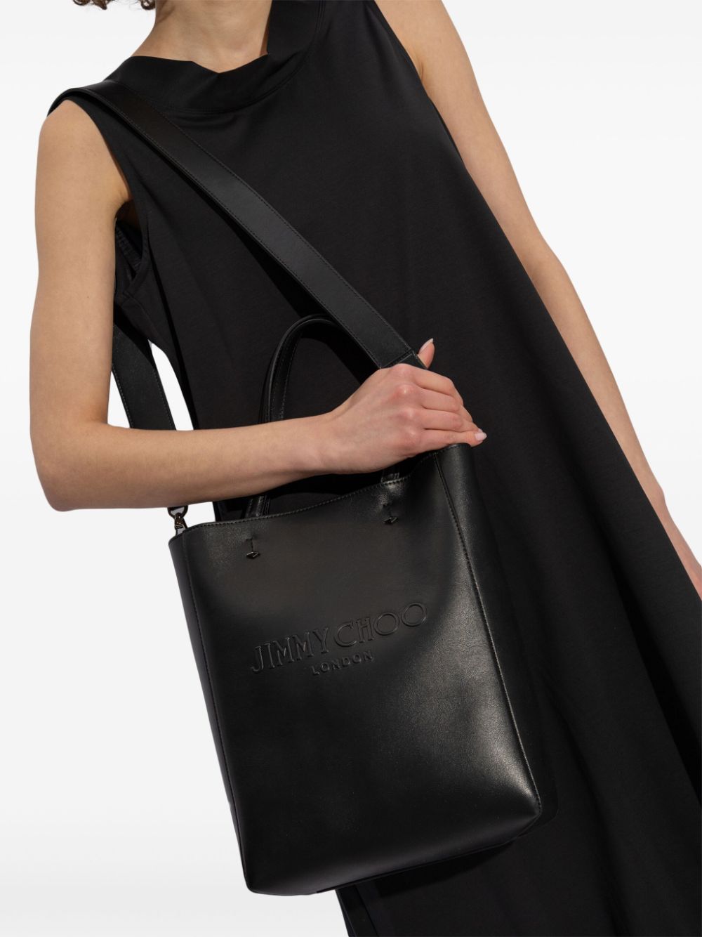 Shop Jimmy Choo Lenny Leather Tote Bag In Black