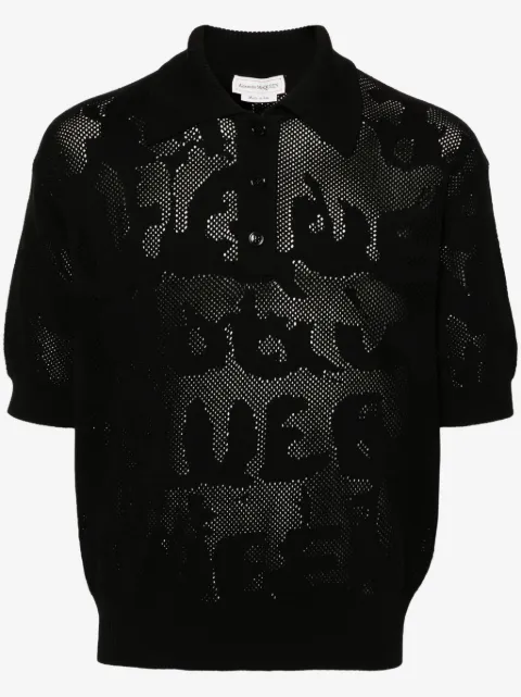 Alexander McQueen open-knit cotton polo shirt