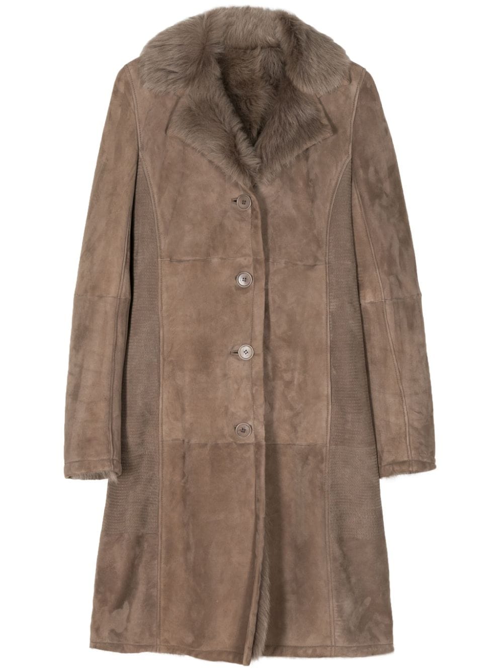 Pre-owned Fendi 1990-2000s Single-breasted Shearling Coat In Brown